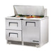 True Refrigeration Prep Table - 18x 1/6 Top Pans - 2 Drawers + 1 Solid Swing Door - TFP-48-18M-D-2-HC