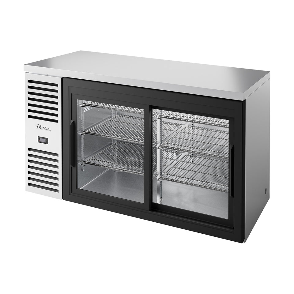 True Refrigeration Bar Refrigerator - Stainless Steel Ext - 2 Glass Slide Doors - TBR60-RISZ1-L-S-11-2