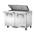 True Refrigeration Prep Table - 18x 1/6 Top Pans - 2 Solid Swing Doors - Removable lids - TSSU-48-18M-B-HC FLID