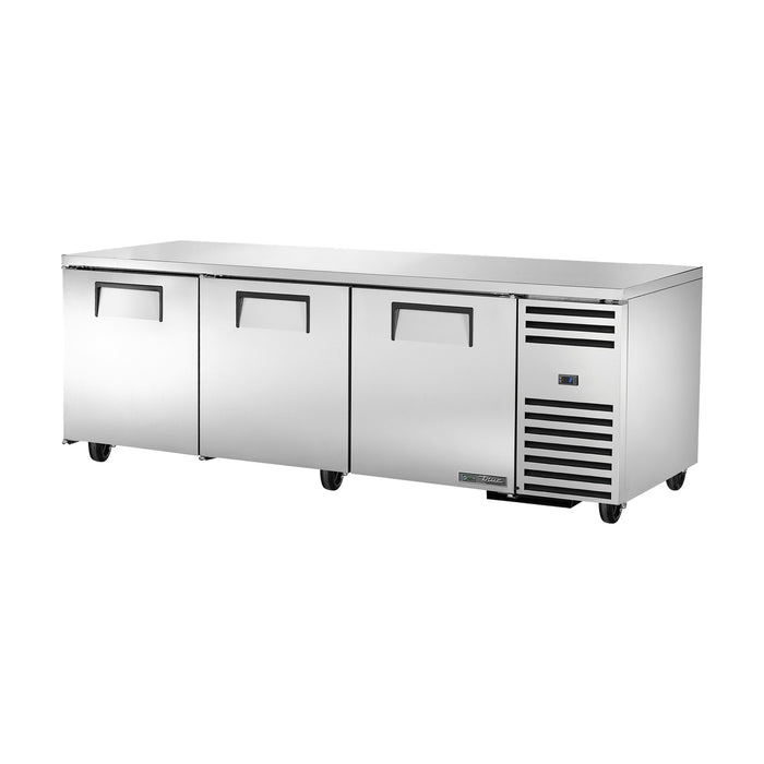 True Refrigeration Deep Undercounter Refrigerator - 3 Solid Swing Doors - TUC-93-HC