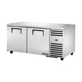True Refrigeration Deep Undercounter Refrigerator - 2 Solid Swing Doors - TUC-67-HC