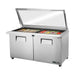 True Refrigeration Glass Lid Prep Table - 24x 1/6 Top Pans - 2 Solid Swing Doors - TSSU-60-24M-B-ST-FGLID-HC