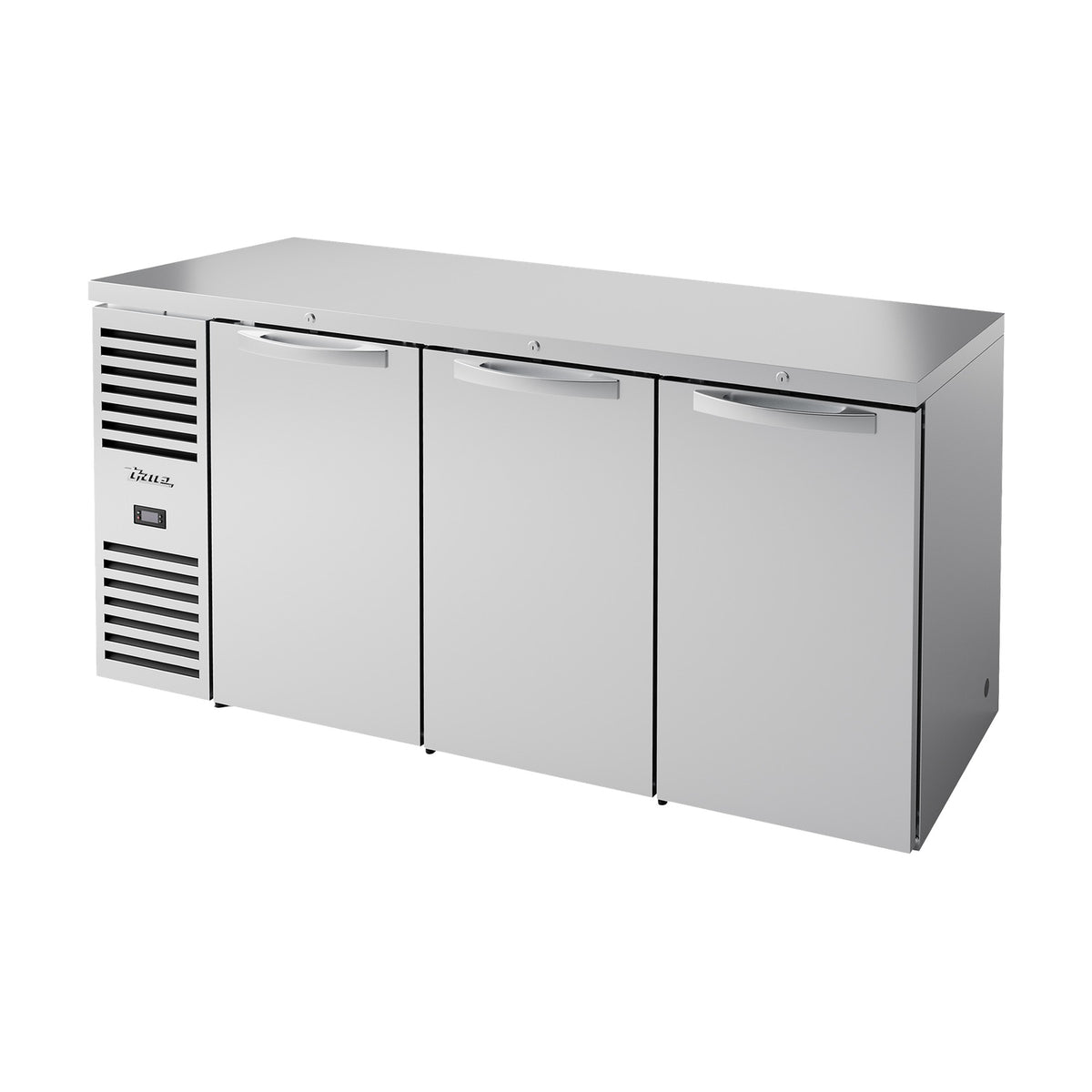 True Refrigeration Bar Refrigerator - Stainless Steel Ext - 3 Solid Swing Doors - TBR72-RISZ1-L-S-SSS-2