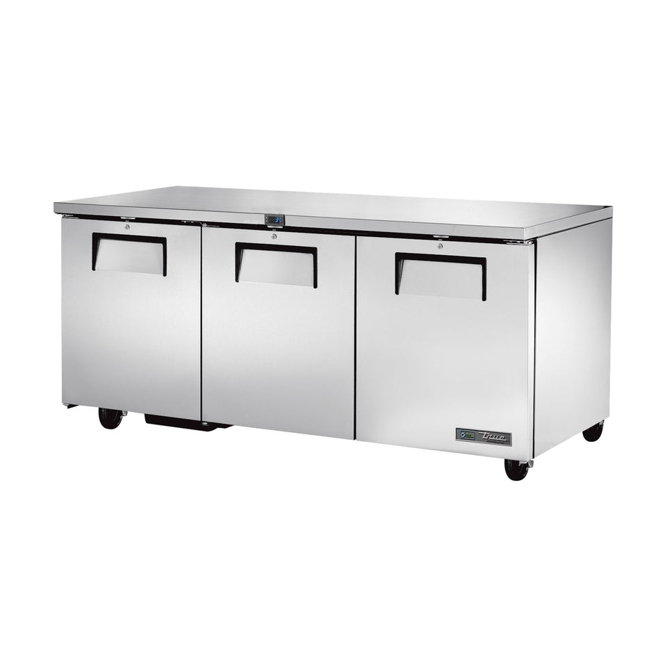 True Refrigeration Undercounter Foodservice Refrigerator - 3 Solid Swing Doors - TUC-72-HC