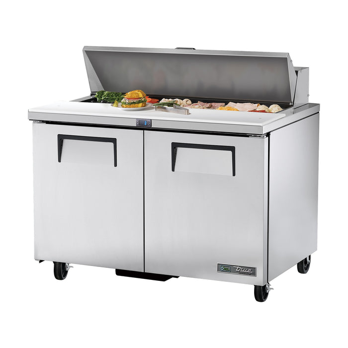 True Refrigeration Prep Table - 12x 1/6 Top Pans - 2 Solid Swing Doors - TSSU-48-12-HC