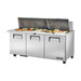 True Refrigeration Prep Table - 30x 1/6 Top Pans - 3 Solid Swing Doors - TSSU-72-30M-B-ST-HC