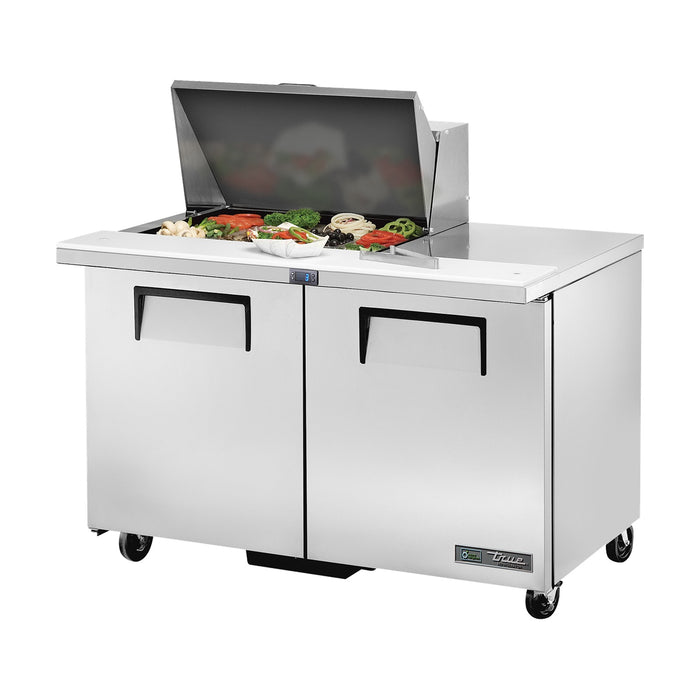 True Refrigeration Prep Table - 12x 1/6 Top Pans - 2 Solid Swing Doors - TSSU-48-12M-B-HC