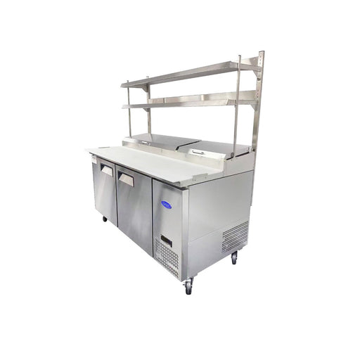 Atosa 2 Door Pizza Prep Table Fridge With Over Shelf - MPF8202OS