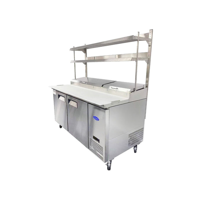 Atosa 2 Door Pizza Prep Table Fridge With Over Shelf - MPF8202OS