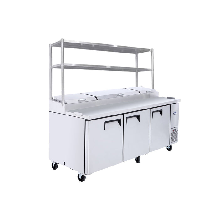 Atosa 3 Door Pizza Prep Table Fridge With Over Shelf - MPF8203OS