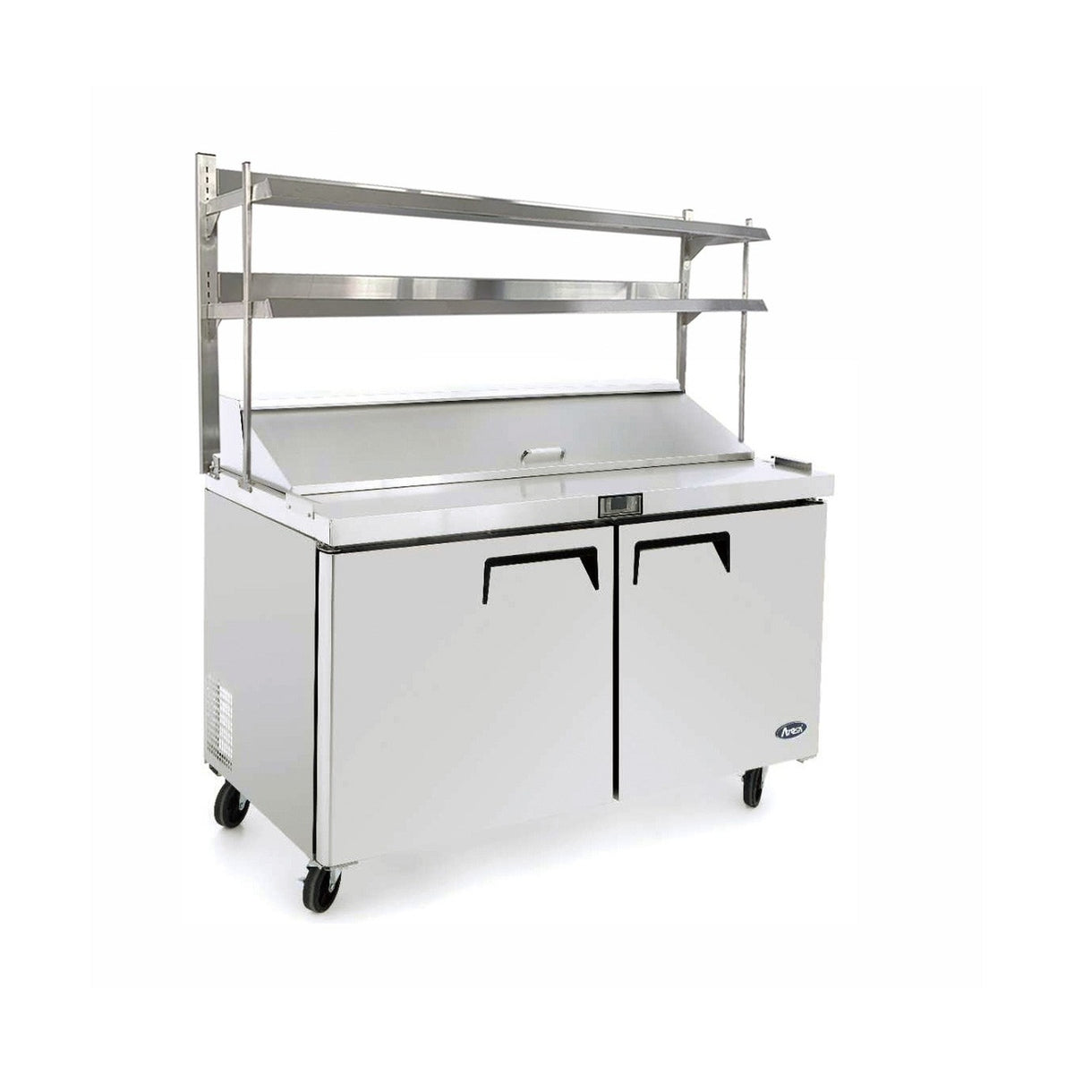 Atosa 2 Door Sandwich Prep Table Fridge With Over Shelf - MSF8302OS