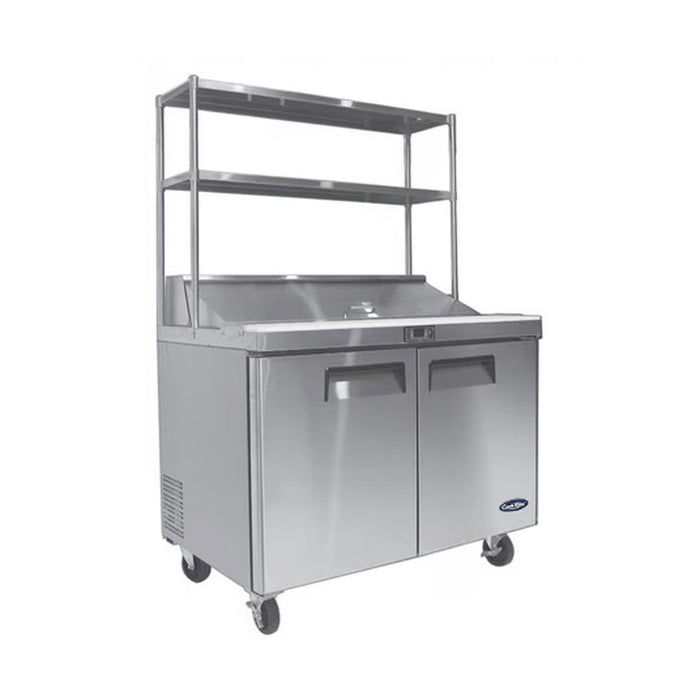 Atosa 2 Door Sandwich Prep Table Fridge With Over Shelf - MSF8303OS