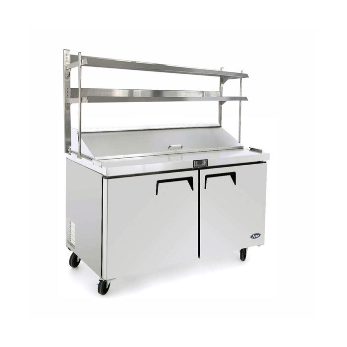 Atosa 2 Door Sandwich Prep Table Fridge With Over Shelf - MSF8302OS
