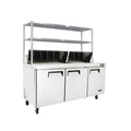 Atosa 3 Door Sandwich Prep Table Fridge With Over Shelf - MSF8304OS