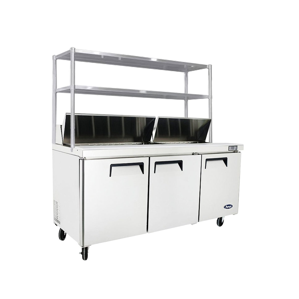 Atosa 3 Door Sandwich Prep Table Fridge With Over Shelf - MSF8304OS