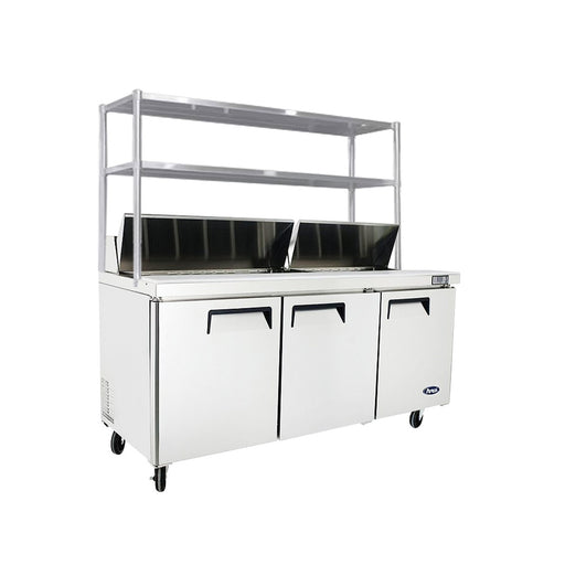 Atosa 3 Door Sandwich Prep Table Fridge With Over Shelf - MSF8304OS