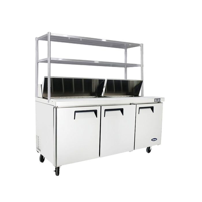 Atosa 3 Door Sandwich Prep Table Fridge With Over Shelf - MSF8304OS
