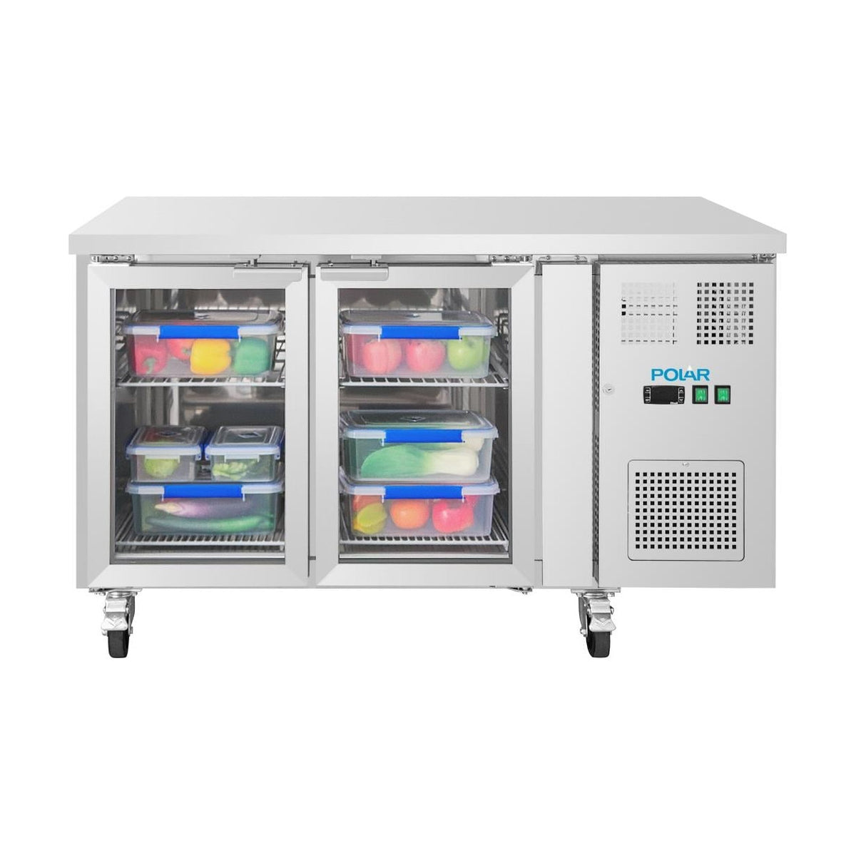 Polar U-Series Two Door Counter Fridge with Glass Doors - UA068-A