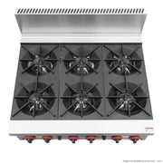 Gasmax Natural Gas Cook Top 6 Burner with Flame Failure - RB-6E