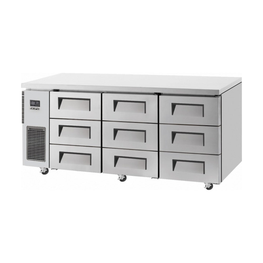 Skipio Nine Drawer 1800mm Under Bench Fridge 505L - SUR18-3D-9