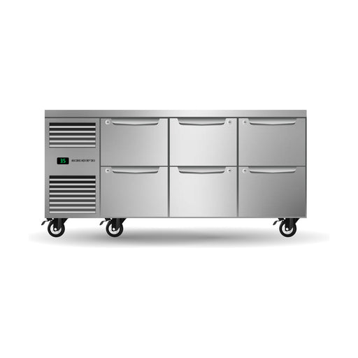 SKOPE ProSpec Six Drawer, Three Bay, Underbench GN 1/1 Fridge 432L - PG11.UBR.3.D6