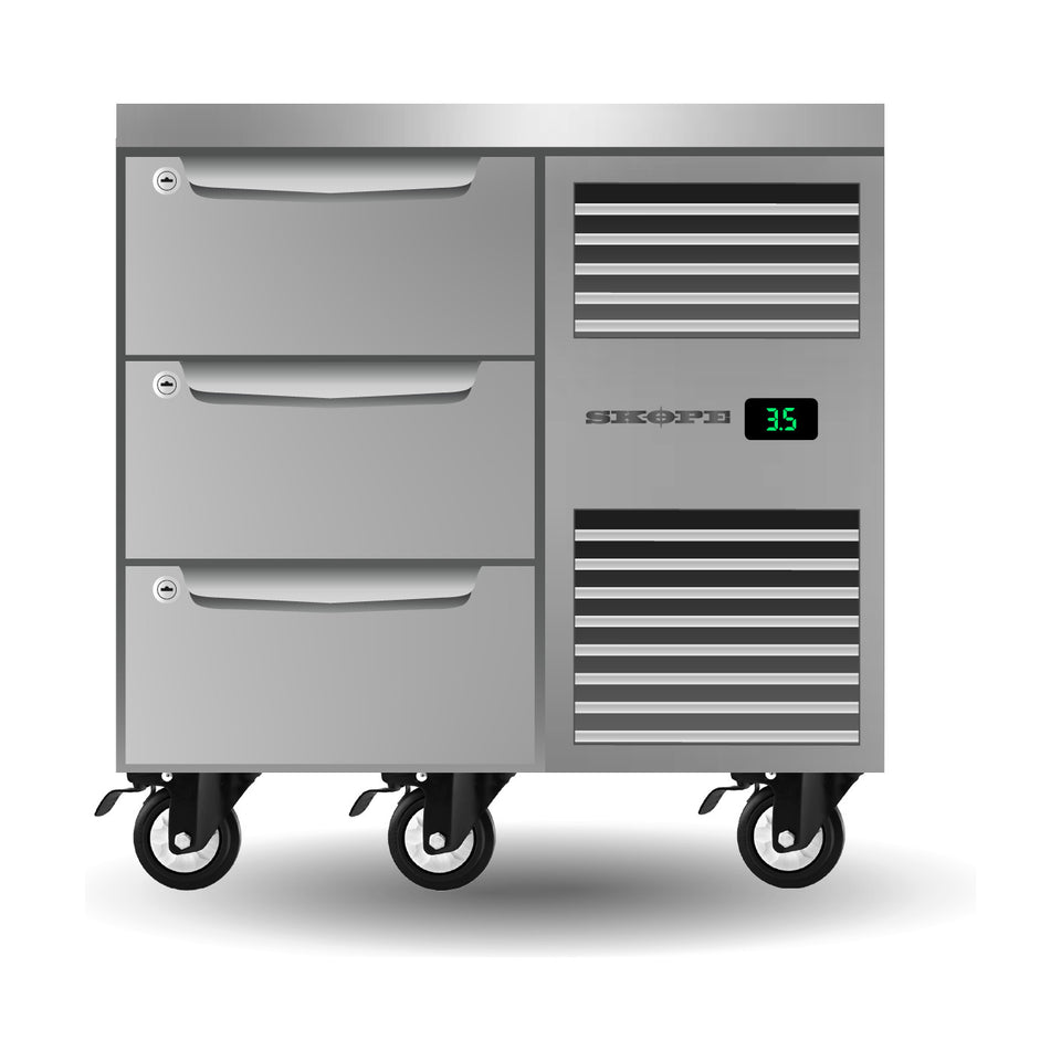 SKOPE ProSpec Three Drawer, One Bay, Underbench GN 1/1 Fridge 126L - PG11.UBR.1.D3