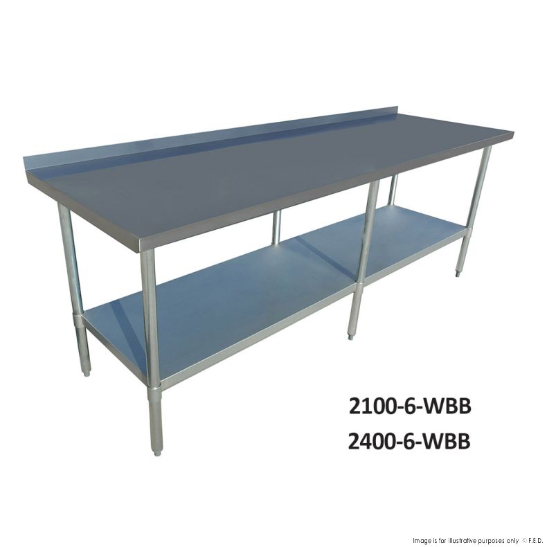 Modular Systems Economic Stainless Steel Table with Splashback 600mm to 2400mm - 6-WBB & 7-WBB