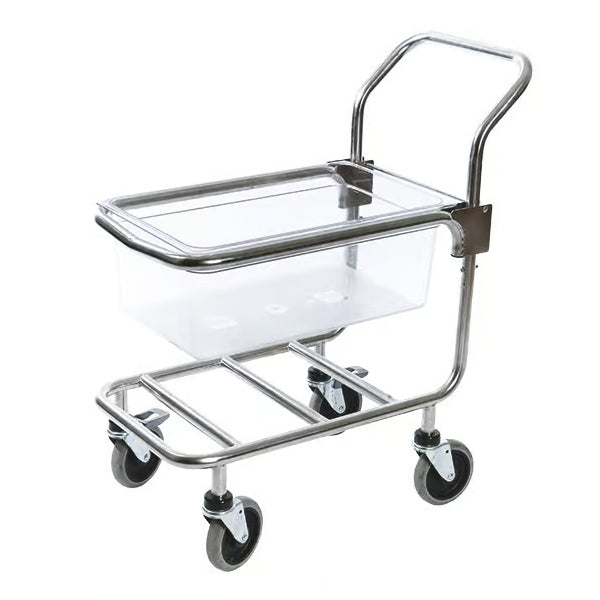 Hallde Container Trolley, Stainless Steel, with handle, lockable wheels, adjustable level to suit gastronorm container 1/1-200 - HA40721