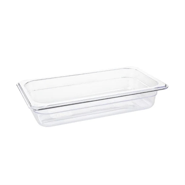 Vogue Clear Polycarbonate Gastronorm Tray 1/3 (65 to 200mm Depths) - Depth: 65mm | Capacity: 2.5L | Code: U232