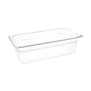 Vogue Clear Polycarbonate Gastronorm Tray 1/3 (65 to 200mm Depths) - Depth: 100mm | Capacity: 3.7L | Code: U233