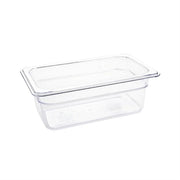 Vogue Clear Polycarbonate Gastronorm Tray 1/4 (65 to 150mm Depths) - Depth: 100mm | Capacity: 2.5L | Code: U237