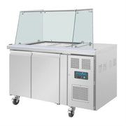 Polar U-Series GN Saladette Counter with Square Sneeze Guard 2 Door - UA017-A