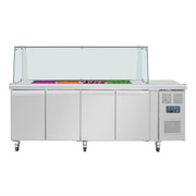 Polar U-Series GN Saladette Counter with Square Sneeze Guard 4 Door - UA019-A