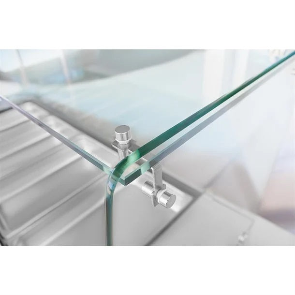 Polar U-Series GN Saladette Counter with Square Sneeze Guard 4 Door - UA019-A