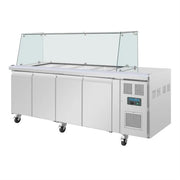 Polar U-Series GN Saladette Counter with Square Sneeze Guard 4 Door - UA019-A
