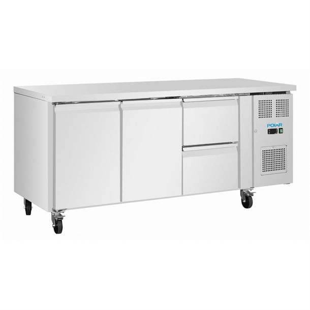 Polar U-Series Two Door & Two Drawer Counter Fridge 242Ltr - UA109-A
