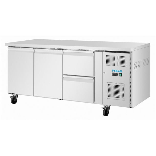 Polar U-Series Two Door & Two Drawer Counter Fridge 242Ltr - UA109-A