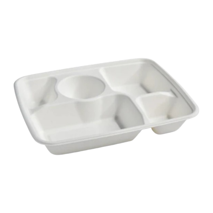 PakMax Sugarcane 5-Compartment Lunch Tray - LT-51
