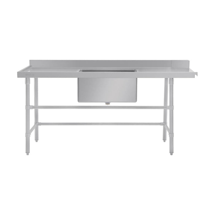 Vogue Dishwasher Inlet Table with Sink 90mm outlet 1800x700x960mm L/H - DE473