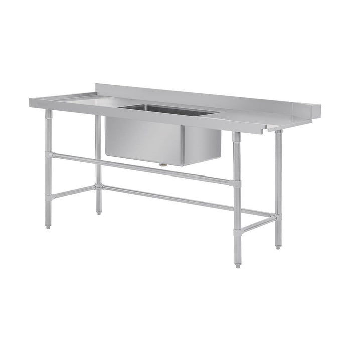 Vogue Dishwasher Inlet Table with Sink 90mm outlet 1800x700x960mm L/H - DE473