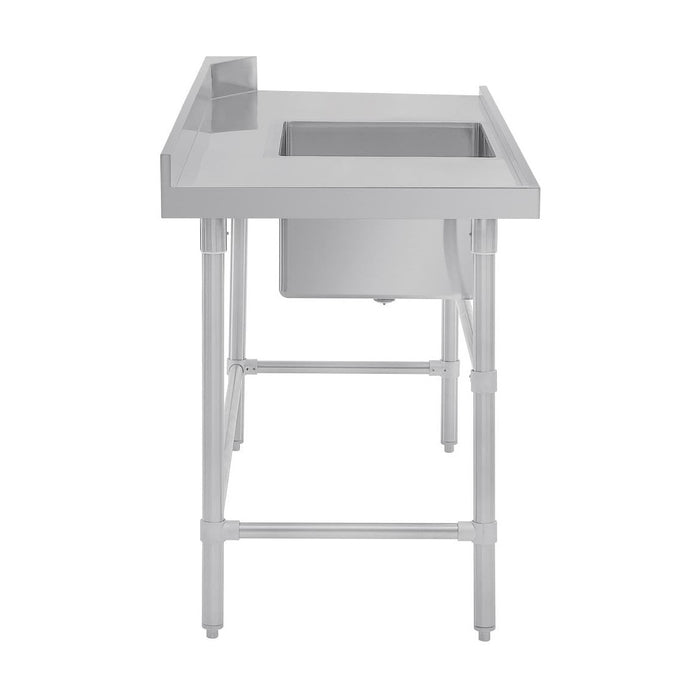 Vogue Dishwasher Inlet Table with Sink 90mm outlet 1800x700x960mm L/H - DE473