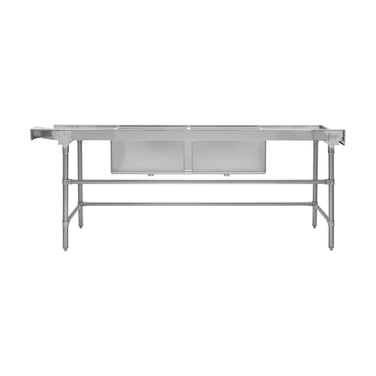 Vogue Dishwasher Inlet Table with Double Bowl Sink 90mm outlet 2400x700x960mmL/H - DE475