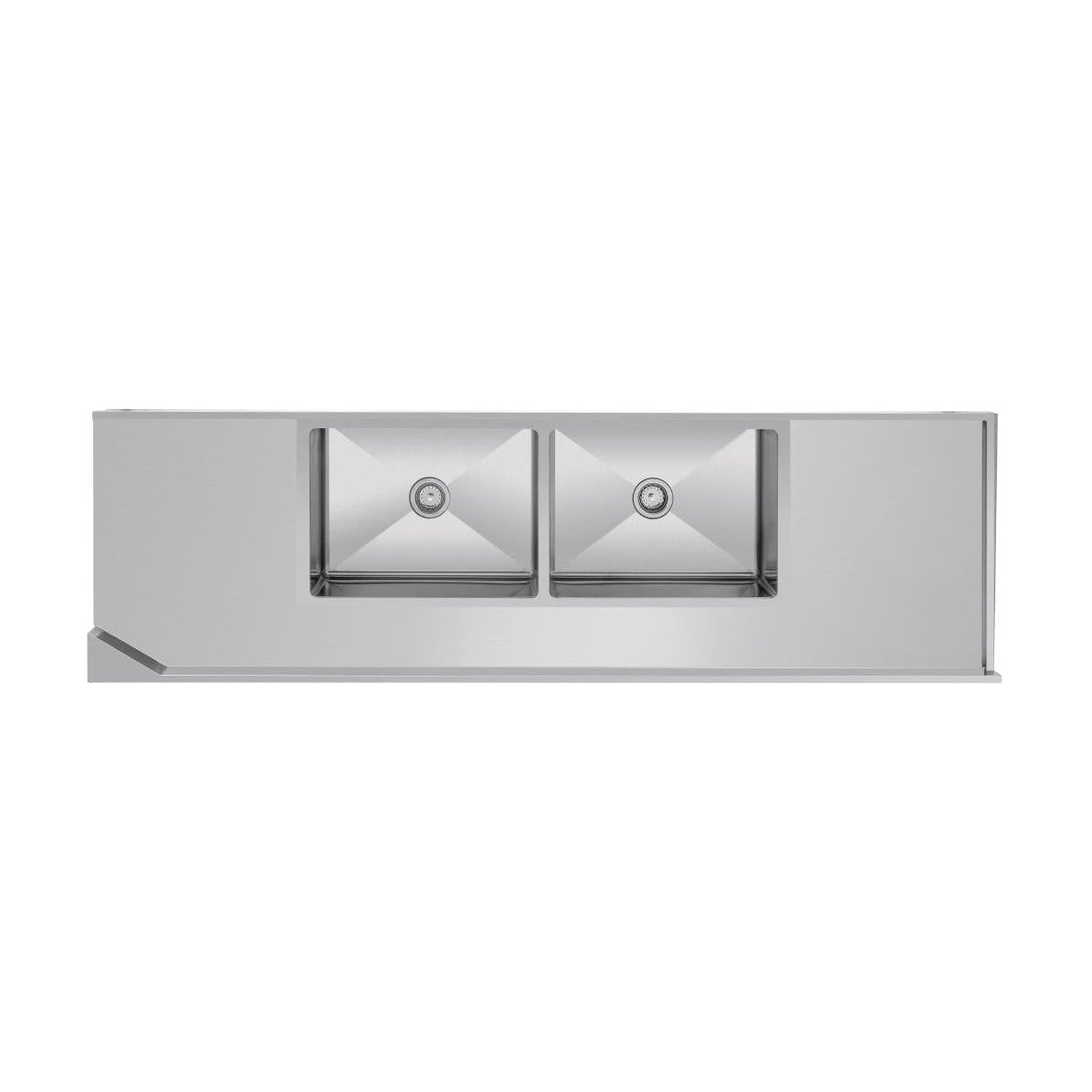 Vogue Dishwasher Inlet Table with Double Bowl Sink 90mm outlet 2400x700x960mmL/H - DE475