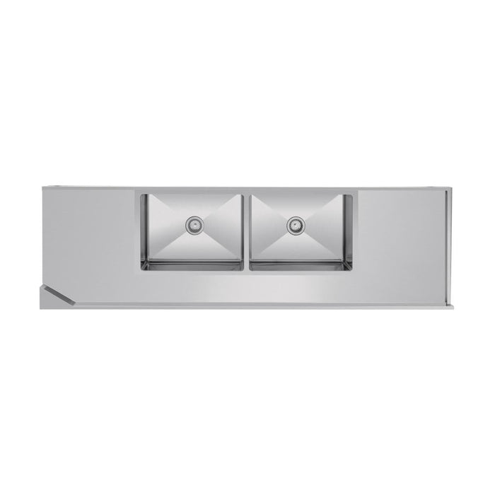 Vogue Dishwasher Inlet Table with Double Bowl Sink 90mm outlet 2400x700x960mmL/H - DE475