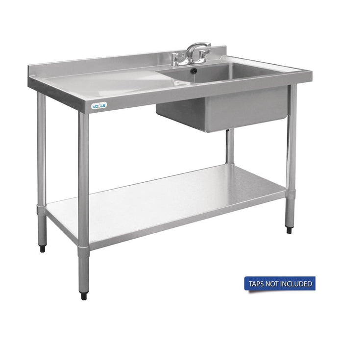 Vogue Single Bowl Sink L/H Drainer 1200mm 90mm Drain - HC902