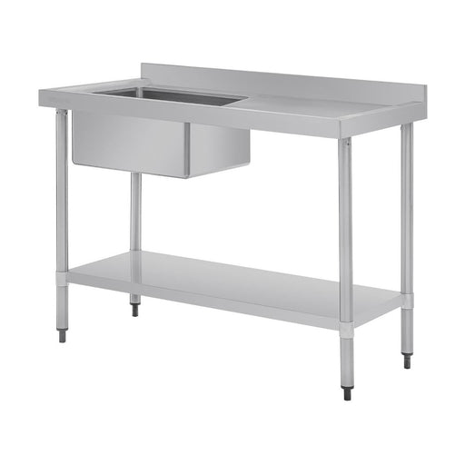 Vogue Single Bowl Sink R/H Drainer 1200mm 90mm Drain - HC903