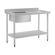 Vogue Single Bowl Sink R/H Drainer 1200mm 90mm Drain - HC903