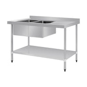 Vogue Double Bowl Sink R/H Drainer 1500mm 90mm Drain - HC904