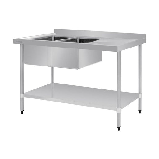Vogue Double Bowl Sink R/H Drainer 1500mm 90mm Drain - HC904