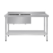 Vogue Double Bowl Sink R/H Drainer 1500mm 90mm Drain - HC904